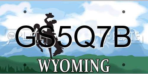 GS5Q7B Wyoming License Plate