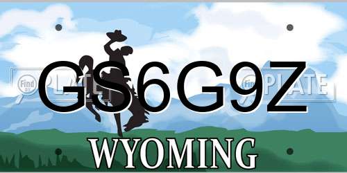 GS6G9Z Wyoming License Plate