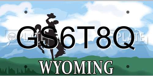 GS6T8Q Wyoming License Plate