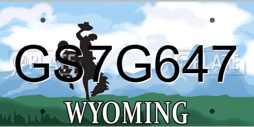 GS7G647 Wyoming License Plate