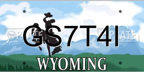GS7T4I Wyoming License Plate