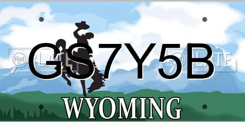 GS7Y5B Wyoming License Plate