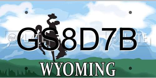 GS8D7B Wyoming License Plate