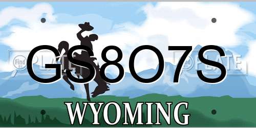 GS8O7S Wyoming License Plate