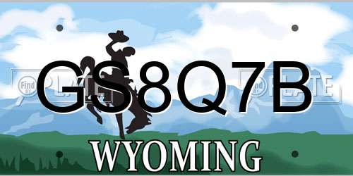 GS8Q7B Wyoming License Plate