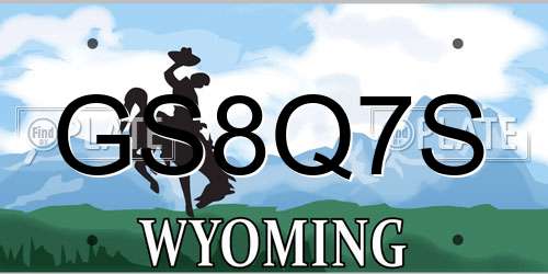 GS8Q7S Wyoming License Plate