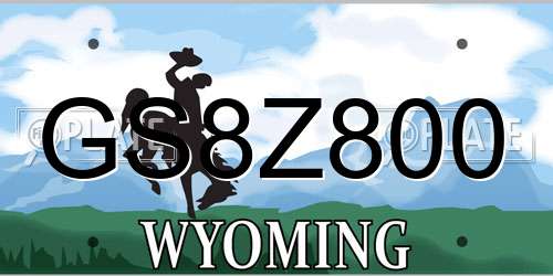 GS8Z800 Wyoming License Plate