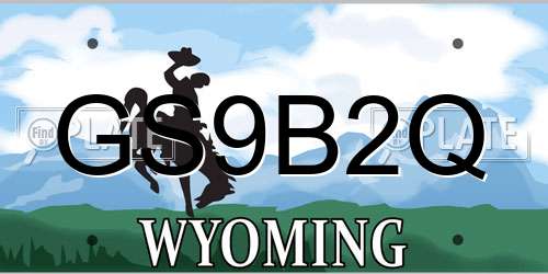 GS9B2Q Wyoming License Plate