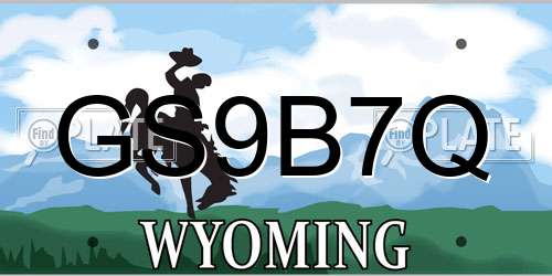 GS9B7Q Wyoming License Plate