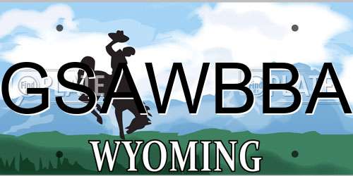 GSAWBBA Wyoming License Plate