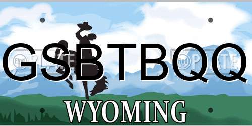GSBTBQQ Wyoming License Plate
