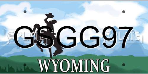 GSGG97 Wyoming License Plate