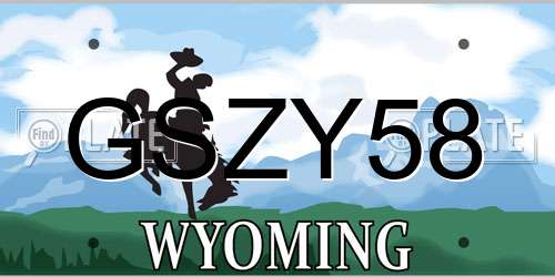 GSZY58 Wyoming License Plate