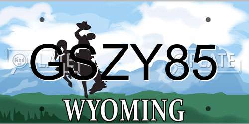 GSZY85 Wyoming License Plate
