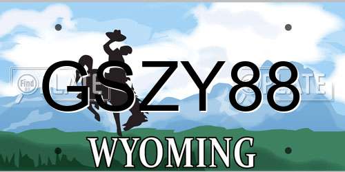 GSZY88 Wyoming License Plate