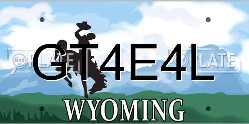 GT4E4L Wyoming License Plate