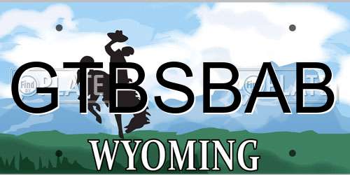 GTBSBAB Wyoming License Plate
