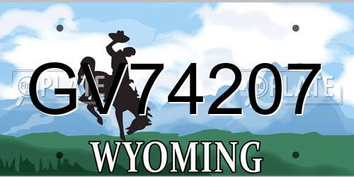 GV74207 Wyoming License Plate