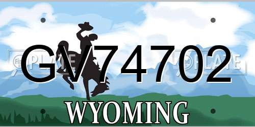 GV74702 Wyoming License Plate
