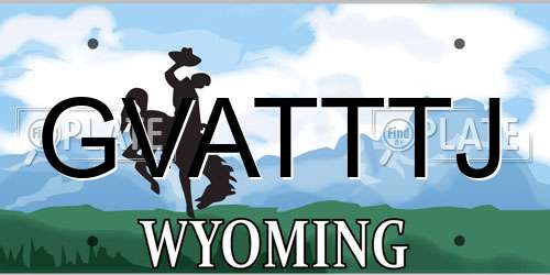 GVATTTJ Wyoming License Plate