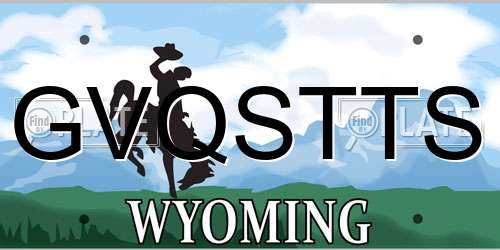 GVQSTTS Wyoming License Plate