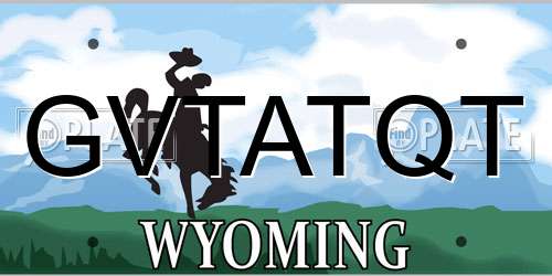 GVTATQT Wyoming License Plate