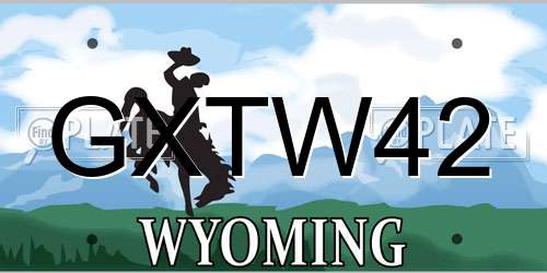 GXTW42 Wyoming License Plate