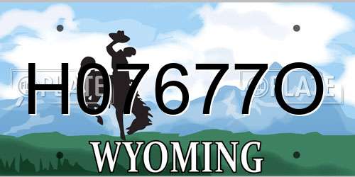 H07677O Wyoming License Plate