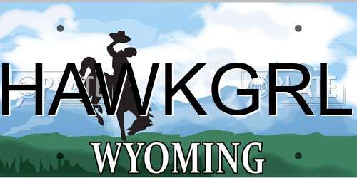 HAWKGRL Wyoming License Plate