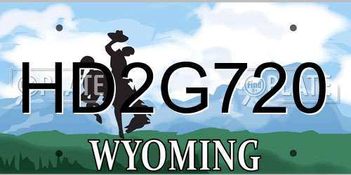 HD2G720 Wyoming License Plate
