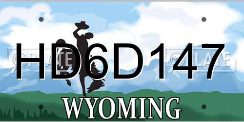 HD6D147 Wyoming License Plate