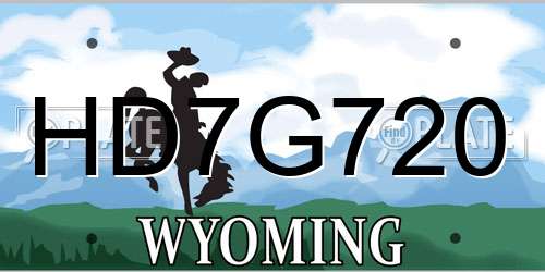 HD7G720 Wyoming License Plate