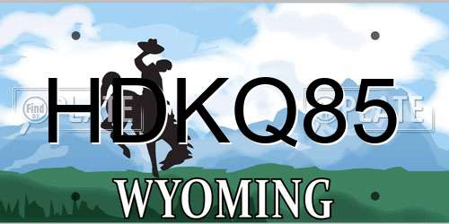 HDKQ85 Wyoming License Plate