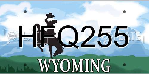 HFQ255 Wyoming License Plate
