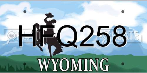 HFQ258 Wyoming License Plate