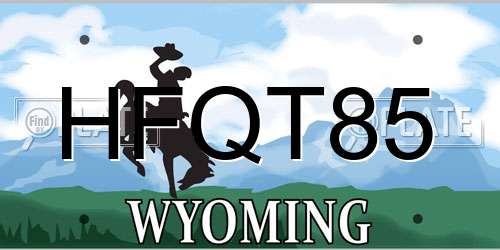 HFQT85 Wyoming License Plate