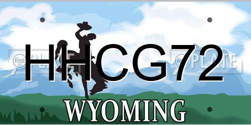 HHCG72 Wyoming License Plate