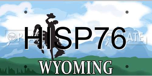 HISP76 Wyoming License Plate