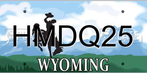 HMDQ25 Wyoming License Plate
