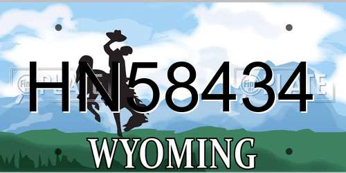 HN58434 Wyoming License Plate