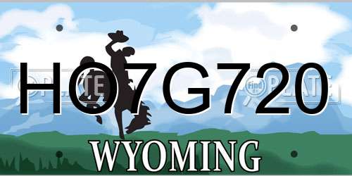 HO7G720 Wyoming License Plate