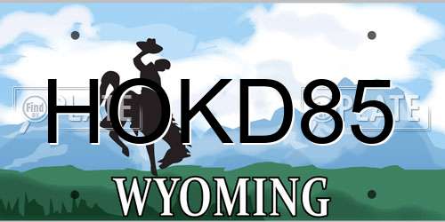 HOKD85 Wyoming License Plate