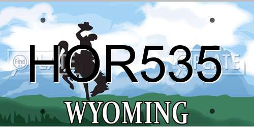 HOR535 Wyoming License Plate