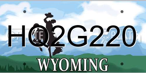 HQ2G220 Wyoming License Plate