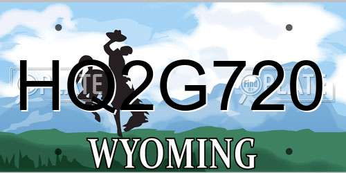 HQ2G720 Wyoming License Plate