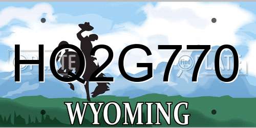 HQ2G770 Wyoming License Plate