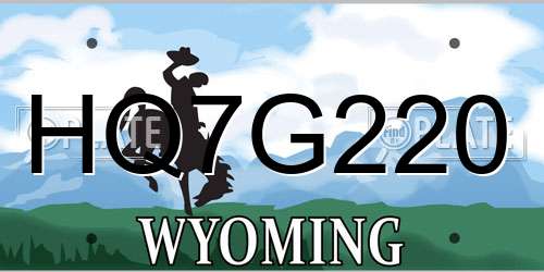 HQ7G220 Wyoming License Plate