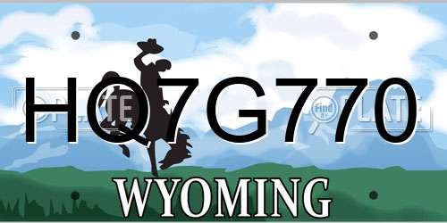 HQ7G770 Wyoming License Plate
