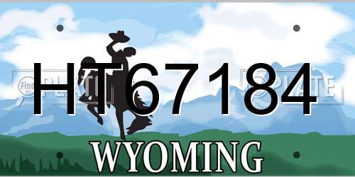 HT67184 Wyoming License Plate