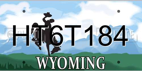 HT6T184 Wyoming License Plate